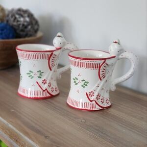 🎄 Temp-Tations Red & White Ceramic Angel Mugs – In Box, Christmas Design (Set)